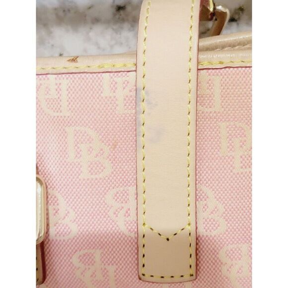 Dooney and Bourke VTG Canvas Leather Bucket Shoulder‎ Bag Pink 1970's  DAMAGE - Picture 7 of 16